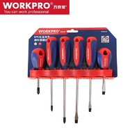 WORKPRO 万克宝 【WKB-W000810N】万克宝_6PC红蓝双色柳叶柄螺丝批带塑架组套/[1套]