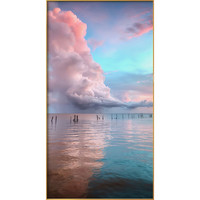 海龙红 入户玄关装饰画 《云霞 F款》40×70cm 现代简约粉色海景风景过道装饰壁画
