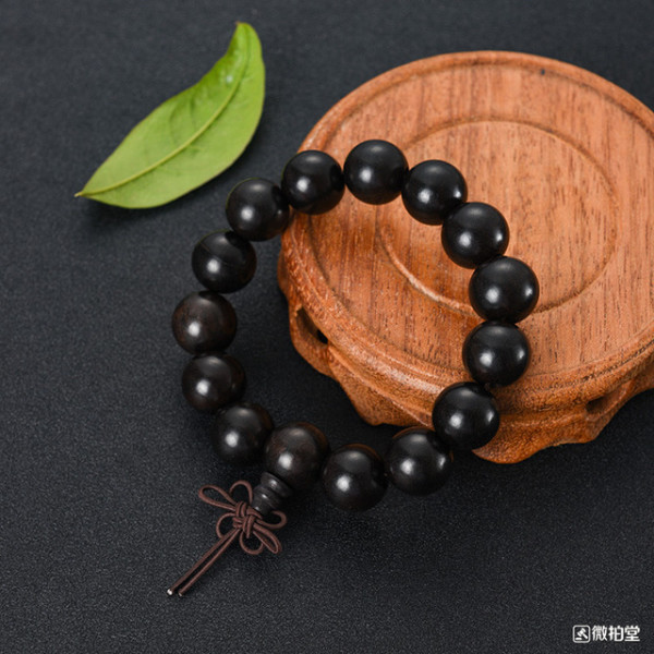 天然黑檀木佛珠手串15mmx15颗精美手串时尚潮物