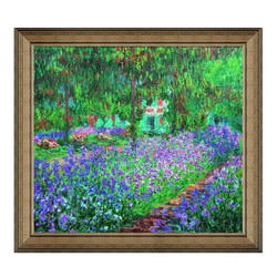 雅昌 莫奈 花卉风景油画《吉威尔尼花园》72×65cm 油画布 典雅栗