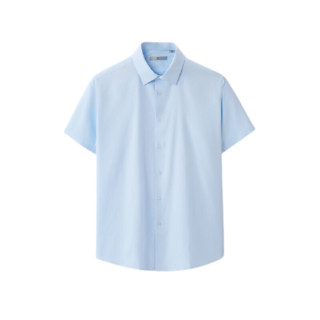 HLA 海澜之家 女士短袖衬衫 HNCBD2D013A 浅蓝斜纹 42