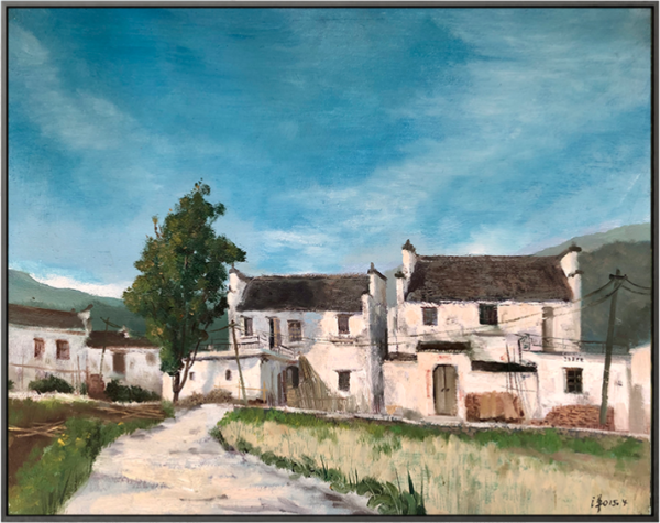 artmorn 墨斗鱼艺术 纪钧译 手绘乡村风景油画《婺源的清晨》40x50cm