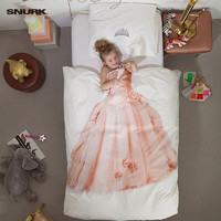 SNURK 公主荷兰Snurk有机全棉卡通儿童床上用品三件套 单人床女孩被套枕套 公主粉 1.2m床(适配150*200被芯)被枕两件套