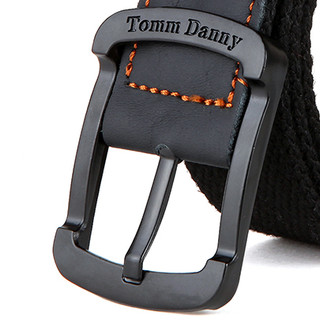 TommDanny 汤姆丹尼 男女款帆布针扣腰带 989 黑色扣款 黑色 100