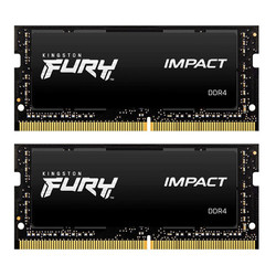 Kingston 金士顿 FURY 32GB(16G×2)套装 DDR4 2666 笔记本内存条 Impact风暴系列 骇客神条