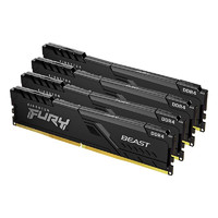 Kingston 金士顿 Fury系列 DDR4 3600MHz 台式机内存 马甲条 黑色 64GB 16GB*4 HX436C18FB4K4/64