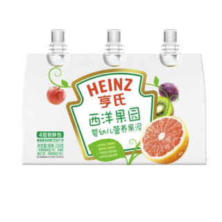 Heinz 亨氏 超金系列 果泥 3段 西洋果园套装 苹果西梅味+苹果西柚味+苹果猕猴桃味 78g*3袋