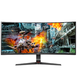 LG 乐金 34英寸 21:9 曲面 兼G-Sync IPS 带鱼屏 144Hz 1ms HDR 设计师 升降底座 办公 电竞 游戏显示器 34GL750