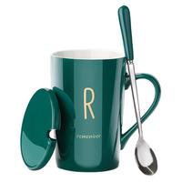 常珑 马克杯 墨绿金款 420ml 字母R