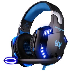 KOTION EACH 因卓 G2000 基礎版 耳罩式頭戴式有線耳機 黑藍色 3.5mm雙插+USB口
