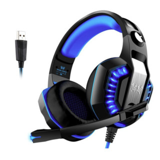 KOTION EACH 因卓 G2000 耳罩式头戴式有线耳机 黑蓝色 USB口