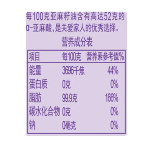 福临门 营养家 亚麻籽油 750ml*2瓶 礼盒装