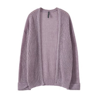【俏皮减龄】秋季新款新款质感长袖毛衣外套开衫女式针织外套 L 花纱紫色