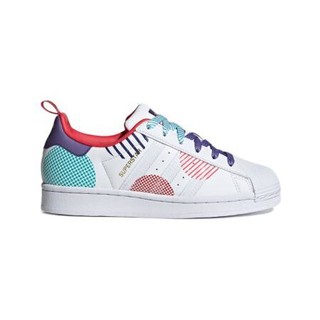 adidas ORIGINALS SUPERSTAR J 女童休闲运动鞋 GZ7349 白色/红色/高光蓝/紫色 36.5码