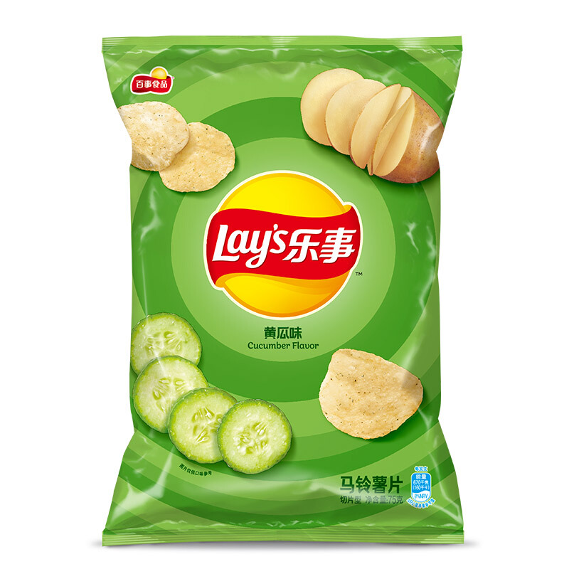 Lay's 乐事 薯片 黄瓜味 75克 休闲零食 膨化食品