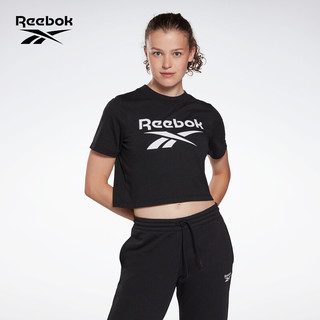 Reebok 锐步 运动健身RI 短款高腰夏季 圆领运动女子休闲基础款短袖T恤 GI6703_黑色 A/M