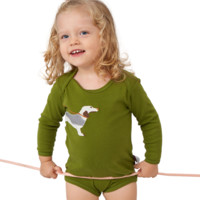 Milkbarn MB1201104-JW07 婴儿长袖连体衣 绿狗 66cm