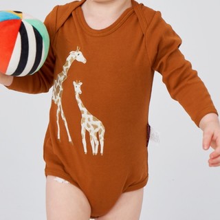 Milkbarn MB1201104-JW07 婴儿长袖连体衣 母子长颈鹿 66cm