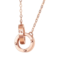 SUNFEEL 赛菲尔 环环相扣18K玫瑰金项链 40cm 0.75g