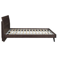 QuanU 全友 106302B+105171 简约板式床+床垫+床头柜 炭黑橡木色 1.8m床