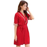 BOQILIN 布奇琳 女士冰丝吊带睡裙套装 BQ00190039 2件装 红色 L