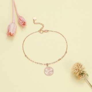 CHJ JEWELLERY 潮宏基 SCK30003201 守护金币18K玫瑰金手链 16cm 1.5g