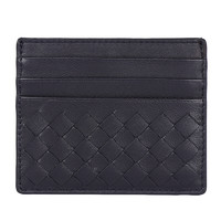 BOTTEGA VENETA 葆蝶家 女士羊皮编织卡包 162150V001N4014 碧玺蓝色