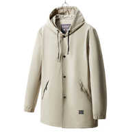 HLA 海澜之家 男士连帽中长款风衣 HWFAD1Q005A 卡其 2XL