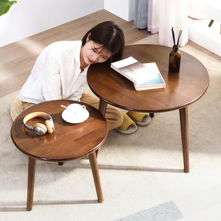JIAYI 家逸 实木小圆桌北欧简约现代阳台茶几创意茶桌小户型家用圆形咖啡桌