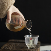 和风四季玻璃品茗杯耐热锤目纹酒壶温酒瓶白酒瓶杯日式酒杯酒具