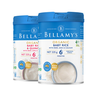 BELLAMY'S 贝拉米 有机高铁米粉 国行版 1段 原味+藜麦味 225g*2罐