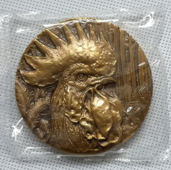 生肖鸡首铜章 60mm 黄铜 高浮雕 工艺精致
