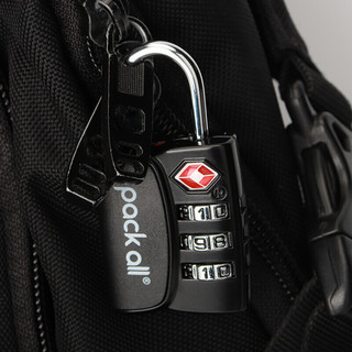 pack all 美国pack all 旅行密码锁三键TSA锁旅行拉杆箱防盗锁密码门锁背包挂锁 黑色