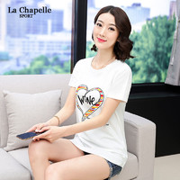 La Chapelle 拉夏贝尔 SPORT纯棉宽松2021夏季新款短袖t恤中长款韩版大码体恤潮