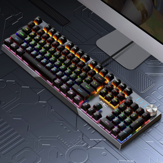 mc KB329 104键 有线机械键盘 黑色 国产青轴 混光