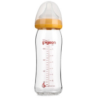 Pigeon 貝親 經典自然實感系列 AA92 玻璃奶瓶 240ml 黃色 6月+