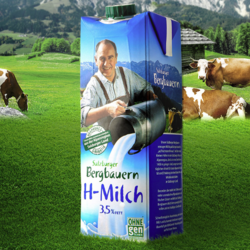 SalzburgMilch 萨尔茨堡 全脂牛奶1L*6瓶奥地利进口乳脂3.5%学生营养早餐奶补钙