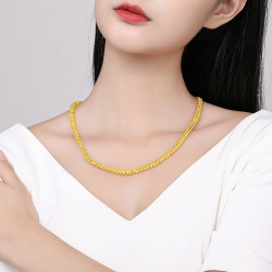 zlf周六福足金扁泰国链龙头元素时尚大方黄金项链男女款