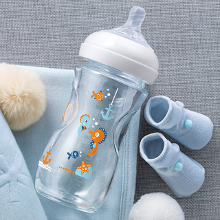 AVENT 新安怡 自然系列 SCF674/14 玻璃彩绘奶瓶 240ml 橙色海马 1月+