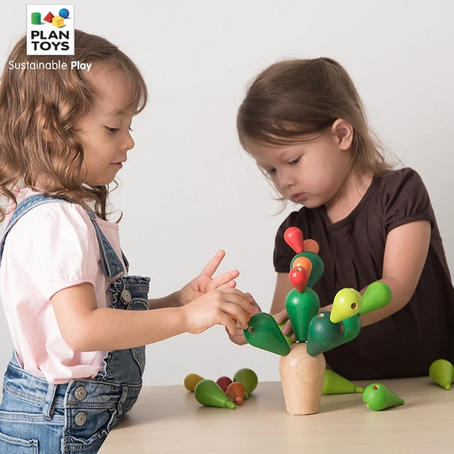 【官方直售】进口PlanToys仙人掌平衡益智玩具木制拼插积木4101