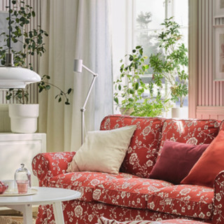 IKEA 宜家 EKTORP 爱克托 欧式复古沙发 三人位 红白色