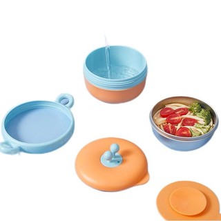 十月结晶 SH1157 儿童餐具三件套 注水保温碗+叉勺+吸盘 雅芬橙