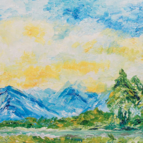 artmorn墨斗鱼艺术甄仲熙风景油画原作日出照旧印象60x90cm布面油画