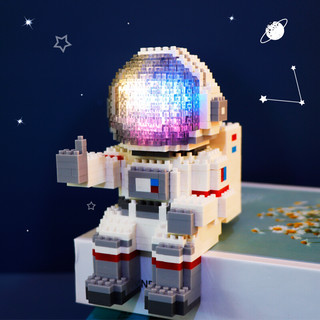 太空宇航员微型小颗粒积木拼图 成人成年兼容玩具高难度 男孩女孩生日礼物【京闪配送】 JJ6030致敬英雄宇航员