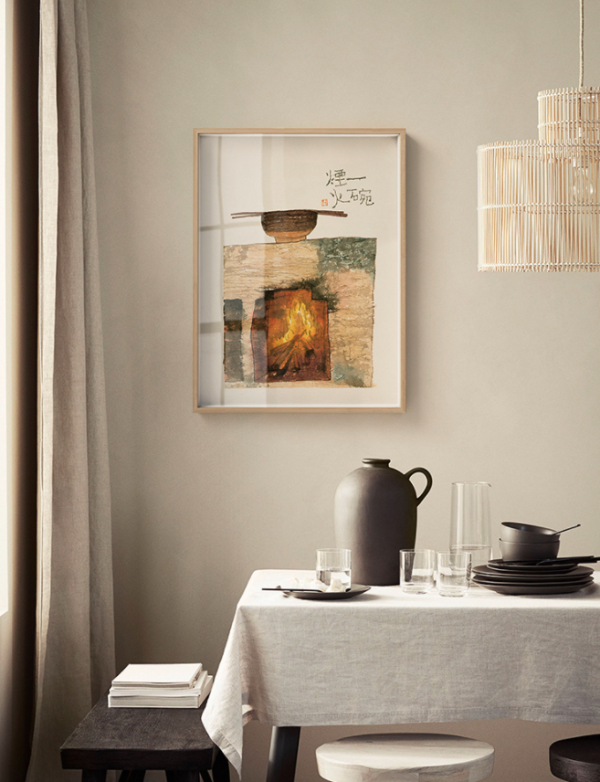 仟象映画李知弥烟火40x50cm餐厅装饰双联饭厅厨房挂画日式简约玄关画