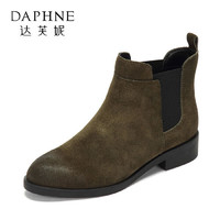 DAPHNE 达芙妮 Daphne/达芙妮女鞋冬舒适短靴 穿着轻便时尚欧美低跟简约女靴子-