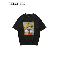 PLUS会员：SKECHERS 斯凯奇 莫奈艺术系列 中性短袖宽松T恤 L221U228