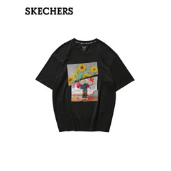 SKECHERS 斯凯奇 莫奈艺术系列 中性短袖宽松T恤 L221U228