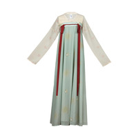 池夏 改良 唐制汉服 画中仙:长歌未央 女士短衫齐胸破裙 S1962 淡黄+玉簪绿 S