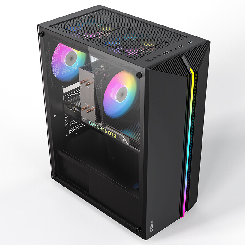 PADO 半岛铁盒 烈焰Z RGB ATX机箱 全侧透 黑色